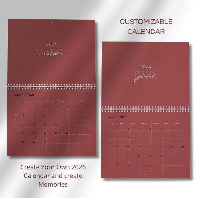 Minimalistisk Modern Elegant 2026 Kalender (Skapare uppladdad)
