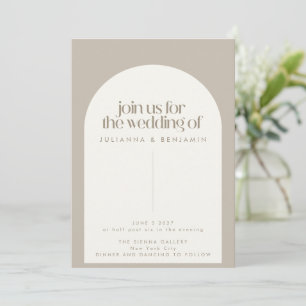 Minimalistisk modern Elegant Arch Taupe Brown Bröl Inbjudningar