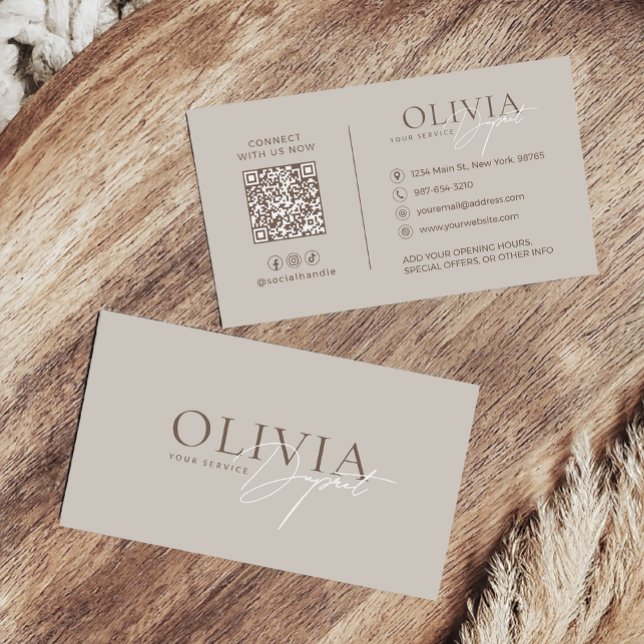 Minimalistisk Modern Elegant Beige Neutral Visitkort (Skapare uppladdad)