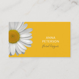 Minimalistisk Modern Elegant-Daisy blommar på Gult Visitkort
