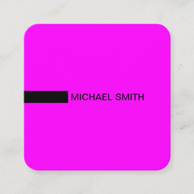 Minimalistisk Modern Elegant Fuchsia & Black Fyrkantigt Visitkort (Framsida)