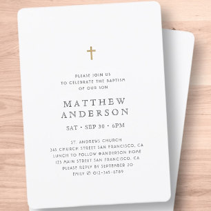 Minimalistisk modern Elegant Kor Pojke-baptism Inbjudningar