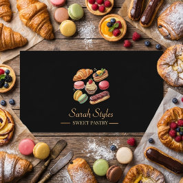 Minimalistisk modern Elegant Mörk Guld Bakery Visitkort