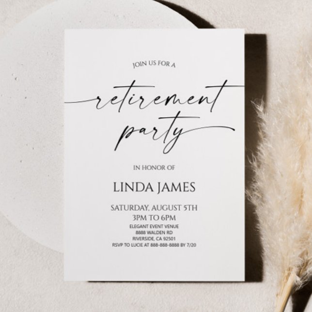 Minimalistisk Modern Elegant Pensionärsfest Inbjudningar (Skapare uppladdad)