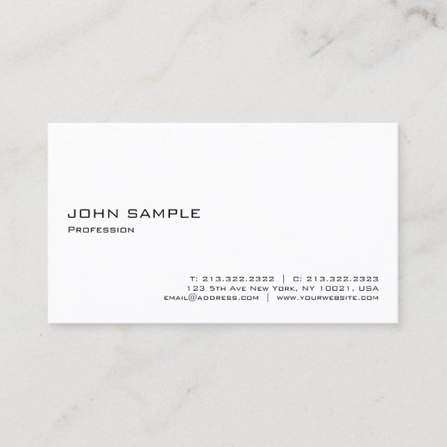 Minimalistisk Modern Elegant Professionell Vit Visitkort (Framsida)