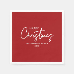 Minimalistisk Modern Elegant Red-julfamilj Pappersservett