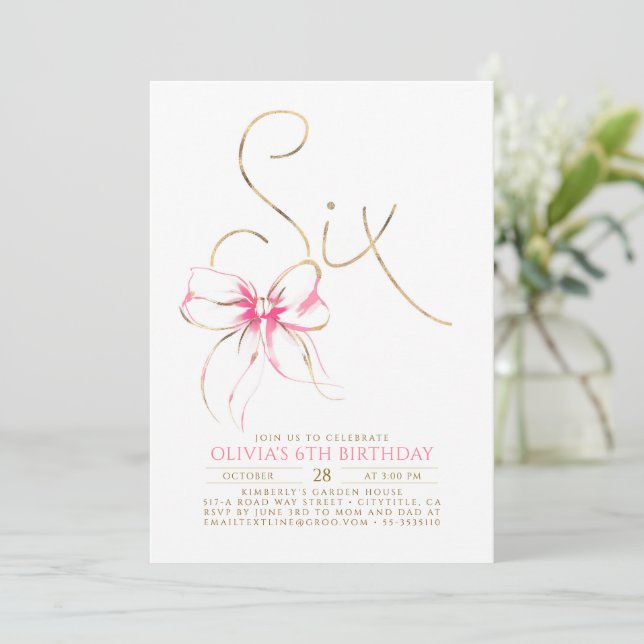 Minimalistisk Modern Elegant Rosa Slinga 6-års Föd Inbjudningar (Stående Fram)