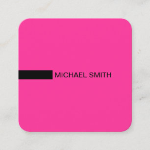 Minimalistisk Modern Elegant-Shock rosa och svart Fyrkantigt Visitkort