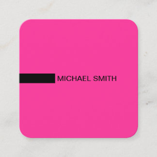 Minimalistisk Modern Elegant-Shock rosa och svart Fyrkantigt Visitkort