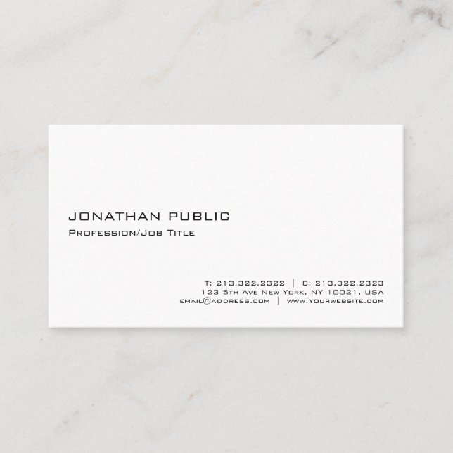 Minimalistisk modern Elegant vit Professionell Visitkort (Framsida)