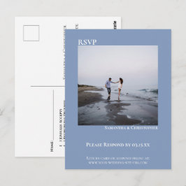 Minimalistisk modern enkel blå bröllops-RSVP Vykort