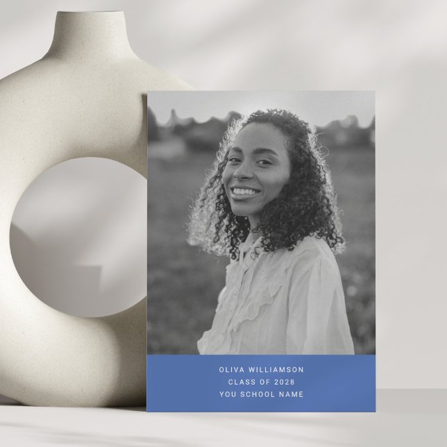 Minimalistisk Modern Enkel Blå Foto Examen Meddelande (Skapare uppladdad)