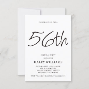 Minimalistisk modern enkel calligrafi 56:e födelse inbjudningar