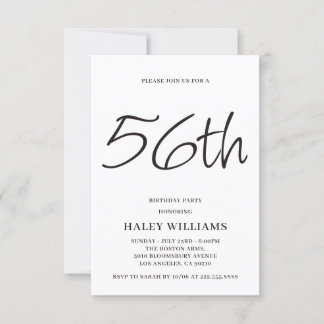 Minimalistisk Modern Enkel Kalligrafi 56-årsdag Inbjudningar