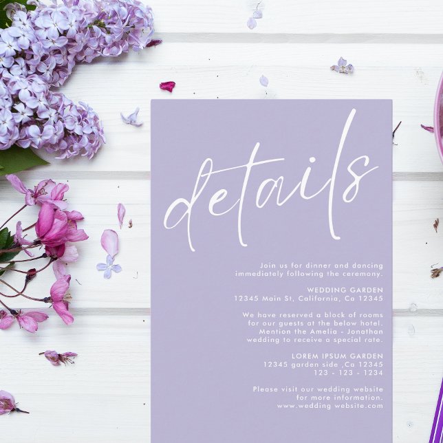 Minimalistisk, modern enkel Lavender bröllop-infor Tilläggskort (Skapare uppladdad)