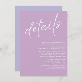 Minimalistisk, modern enkel Lavender bröllop-infor Tilläggskort