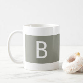 Minimalistisk Modern Enkel Monogram Initial Grön Kaffemugg