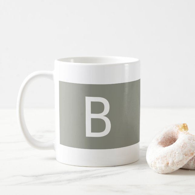 Minimalistisk Modern Enkel Monogram Initial Grön Kaffemugg (Med munk)
