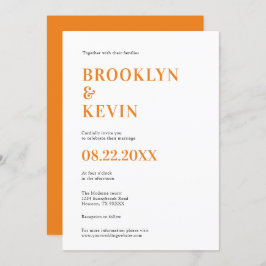 Minimalistisk, modern, enkel Orange-bröllop-inbjud Inbjudningar