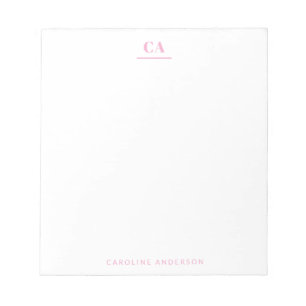 Minimalistisk Modern Enkel Rosa Monogram Personlig Anteckningsblock