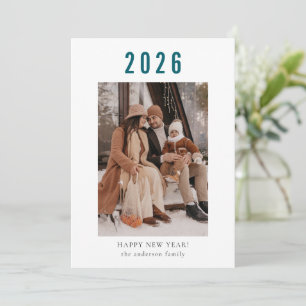 Minimalistisk modern familj Gott nytt år 2026 Julkort