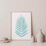Minimalistisk Modern Fern Löv Line Art i Teal Grön Poster<br><div class="desc">En underbar modern minimalistisk linje teckning i en söt färd löv i grönten.</div>
