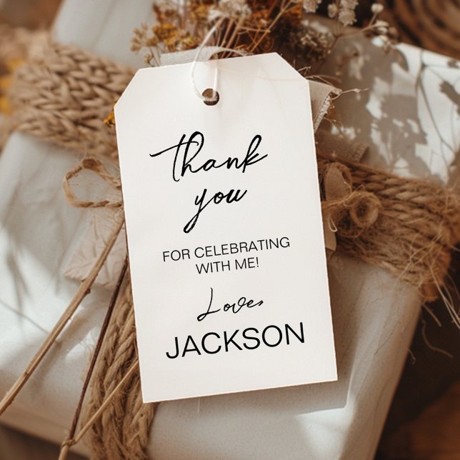 Minimalistisk Modern Födelsedagsfest Tacksamhet Presentetikett (Skapare uppladdad)