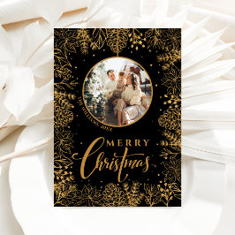 Minimalistisk Modern Foto Jul Svart Julkort