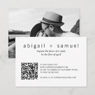 Minimalistisk modern foto QR-kod Bröllop OSA Kort