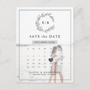 Minimalistisk Modern Fotokalender QR Spara Datum Vykort