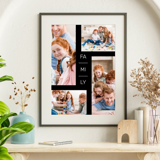 Minimalistisk Modern Four Photos Collage Family Poster (Skapare uppladdad)