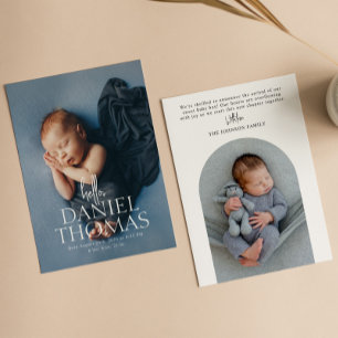 Minimalistisk Modern Full Foto Baby Födelse Meddelande