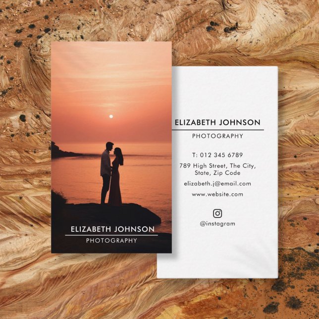 Minimalistisk modern Fullt-fotofoto Visitkort (Modern Full Photo Photography Minimalist Business Card)