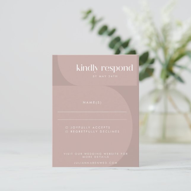Minimalistisk modern Geometric Dusty Mauve Bröllop OSA Kort (Stående Fram)