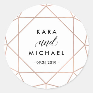 Minimalistisk modern geometrisk Diamond Bröllop Runt Klistermärke