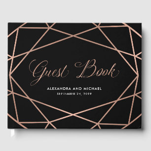 Minimalistisk modern geometrisk faux Ro Guld Sva Gästböcker