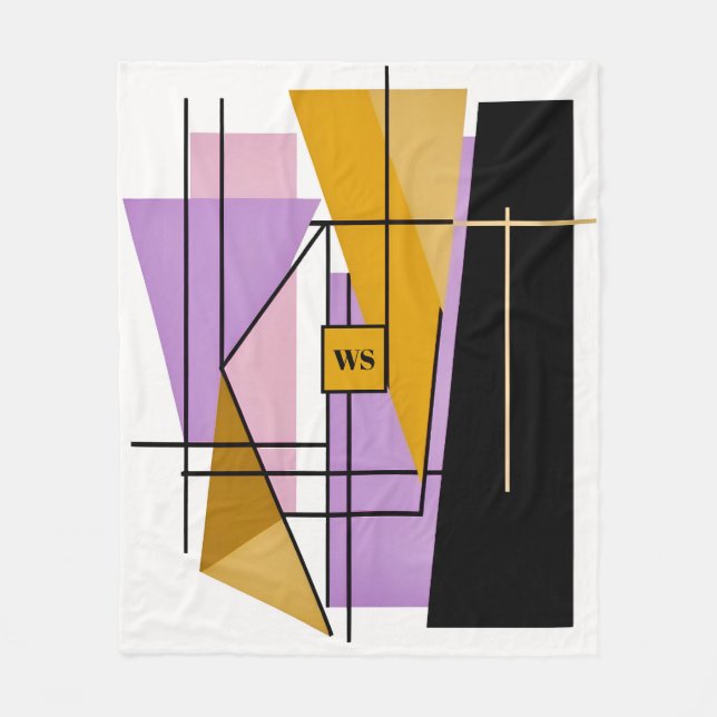 Minimalistisk modern geometrisk triangelmonogramfl fleecefilt (Framsidan)