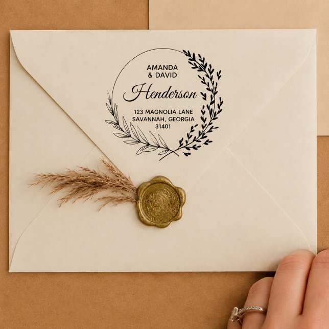 Minimalistisk Modern Gift Par Returadress  Stämpel (Skapare uppladdad)