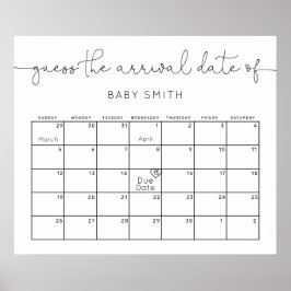 Minimalistisk Modern Gissa Baby förfallodatumkalen Poster