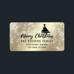 Minimalistisk modern God jul gnistra för skript Adressetikett<br><div class="desc">Minimalistiskt modernt skript God jul Julgran. Modern och attraktiv professionell med contemporary pekdon. En liten elegans och stil.Anpassa med din monograminformation till att börja med,  namn och adress.</div>