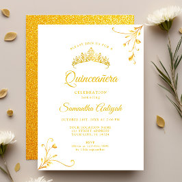 Minimalistisk modern Golden Quinceanera Inbjudningar