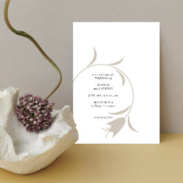 Minimalistisk Modern Gråbeige & Espresso Blommig Inbjudningar