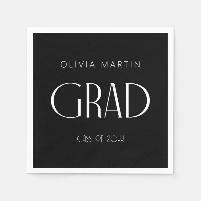 Minimalistisk modern Grad Napkin med namn Pappersservett (Framsidan)