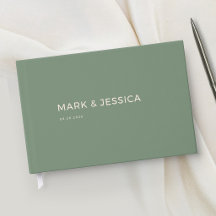 Minimalistisk Modern Grön Bröllopsgästbok