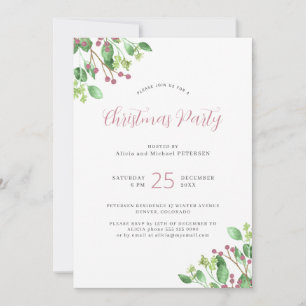 Minimalistisk modern grön jul party inbjudningar