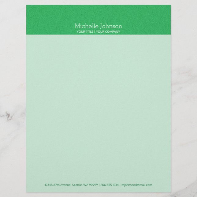 Minimalistisk Modern Grönt Grainy Struktur Brevhuvud (Framsida)