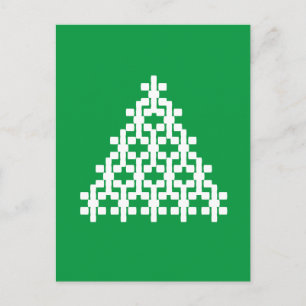 Minimalistisk modern grönt, vit Julgran Vykort