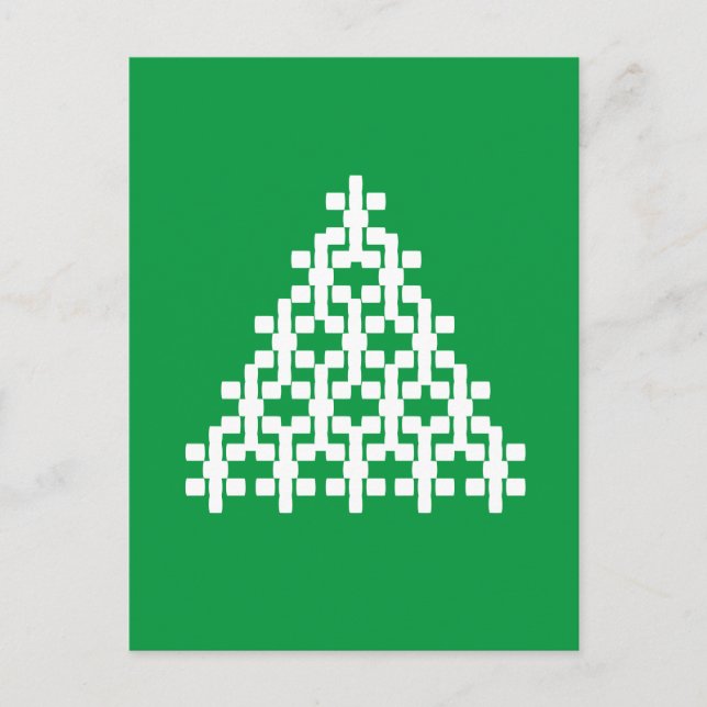 Minimalistisk modern grönt, vit Julgran Vykort (Framsida)