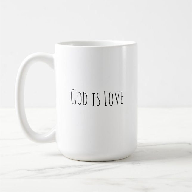 Minimalistisk Modern Gud är kärlek Kaffemugg (Vänster)