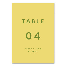 Minimalistisk Modern Gul Citron Skräddarsydd Bröll Bordsnummer